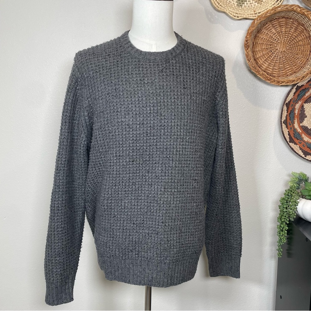 Men's Eddie Bauer Thick Chunky Fisherman’s Style Crewneck Sweater Gray Large - Picture 3 of 14